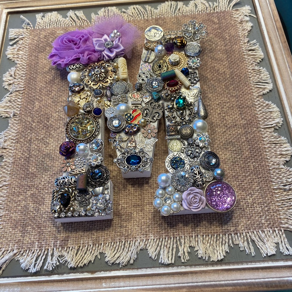 What’s your letter?Custom jeweled letters framed. One of a kind. $150.00